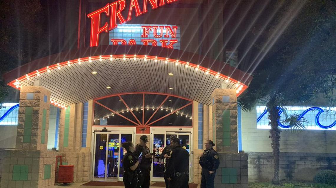 Columbia police officers at the scene of a shooting.