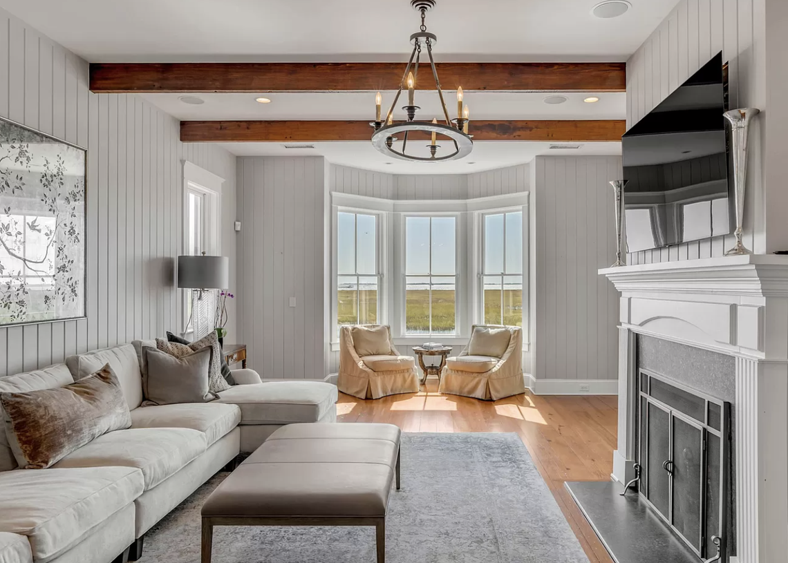 The 5,125-square-foot house has water views from all but three rooms.