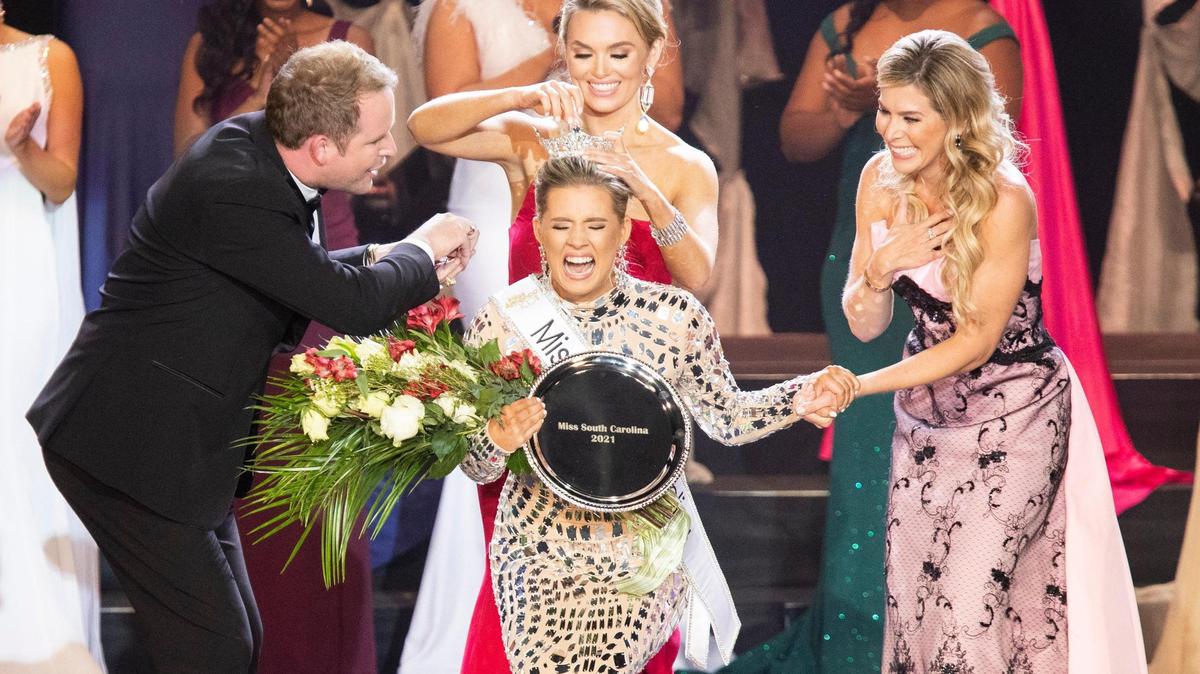 Julia Herrin is crowned Miss South Carolina at the Township Auditorium on Saturday, June 26, 2021. She was Miss Clarendon and is from Bluffton, South Carolina.