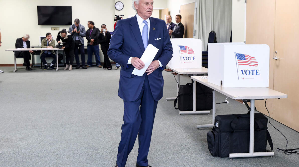 S.C. Gov. Henry McMaster waits to cast his ballot at The Lourie Center in Columbia on Tuesday, Nov. 5, 2024.