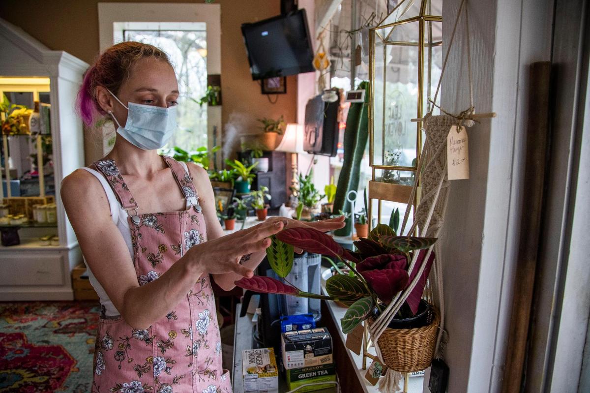 Elizabeth Williams at Leaf Lover’s Plant Shop in Lexington, South Carolina on Friday, March 26, 2021. Williams plans on making her boutique into a community space where people can learn about plants.