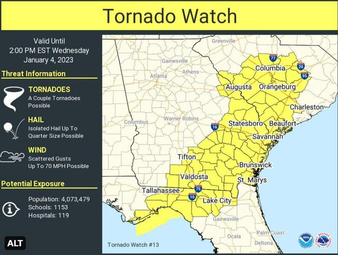A tornado watch has been issued for much of the Southeast, including the Midlands, according to the National Weather Service.