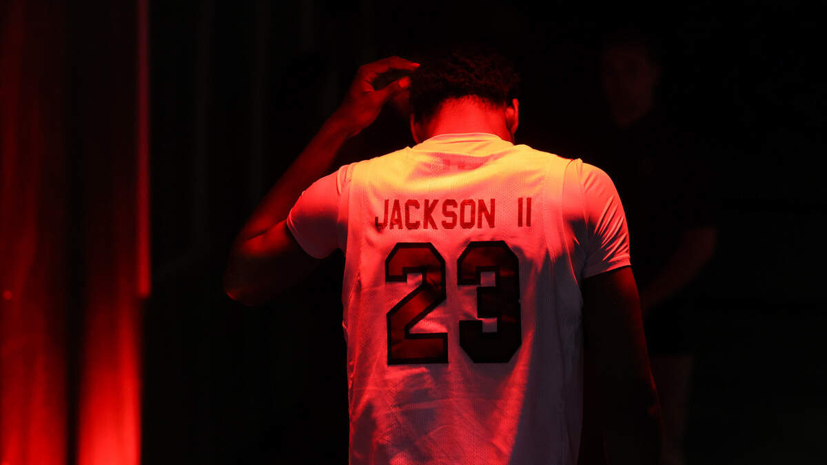 South Carolina Gamecocks forward Gregory “GG” Jackson II (23) enters his team’s tunnel following South Carolina’s game against visiting Vanderbilt at Colonial Life Arena in Columbia on Tuesday, February 14, 2023.