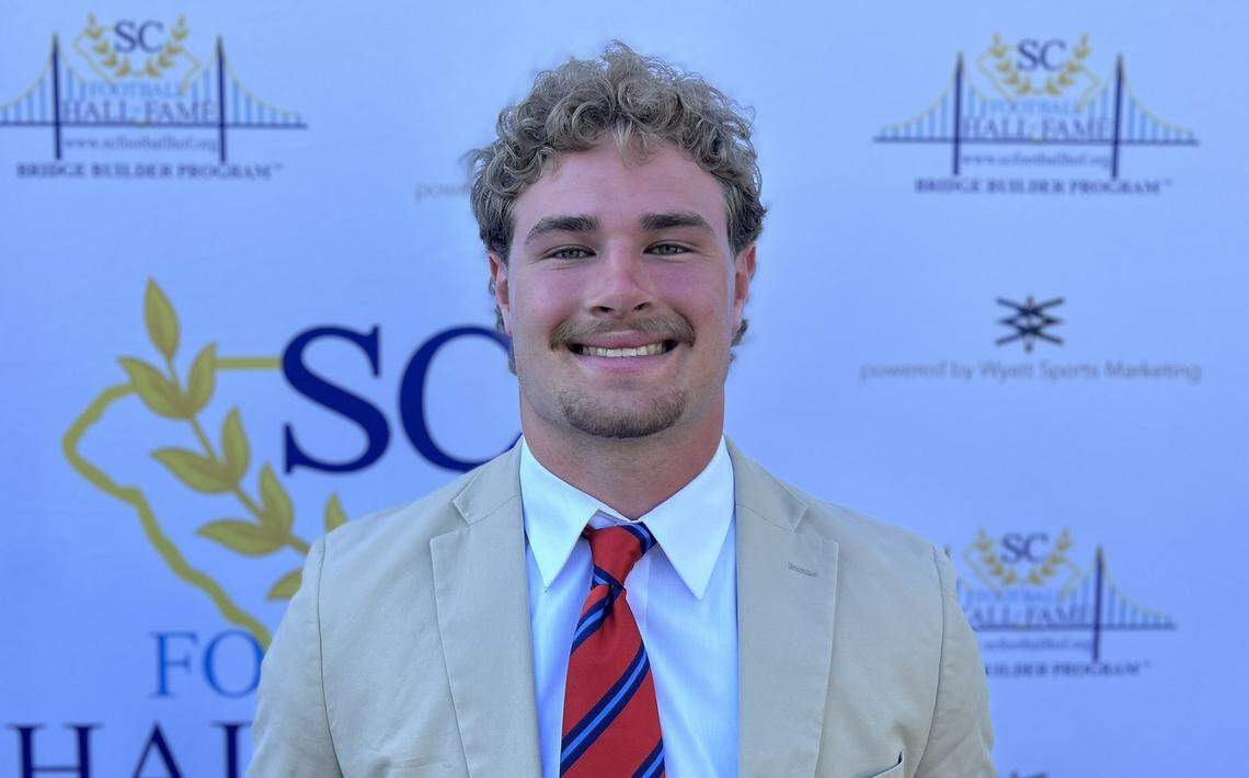Clemson junior linebacker Sammy Brown was honored as the South Carolina Football Hall of Fame’s 2025 Blanchard-Rogers college player of the year on April 16 at Hotel Hartness in Greenville.