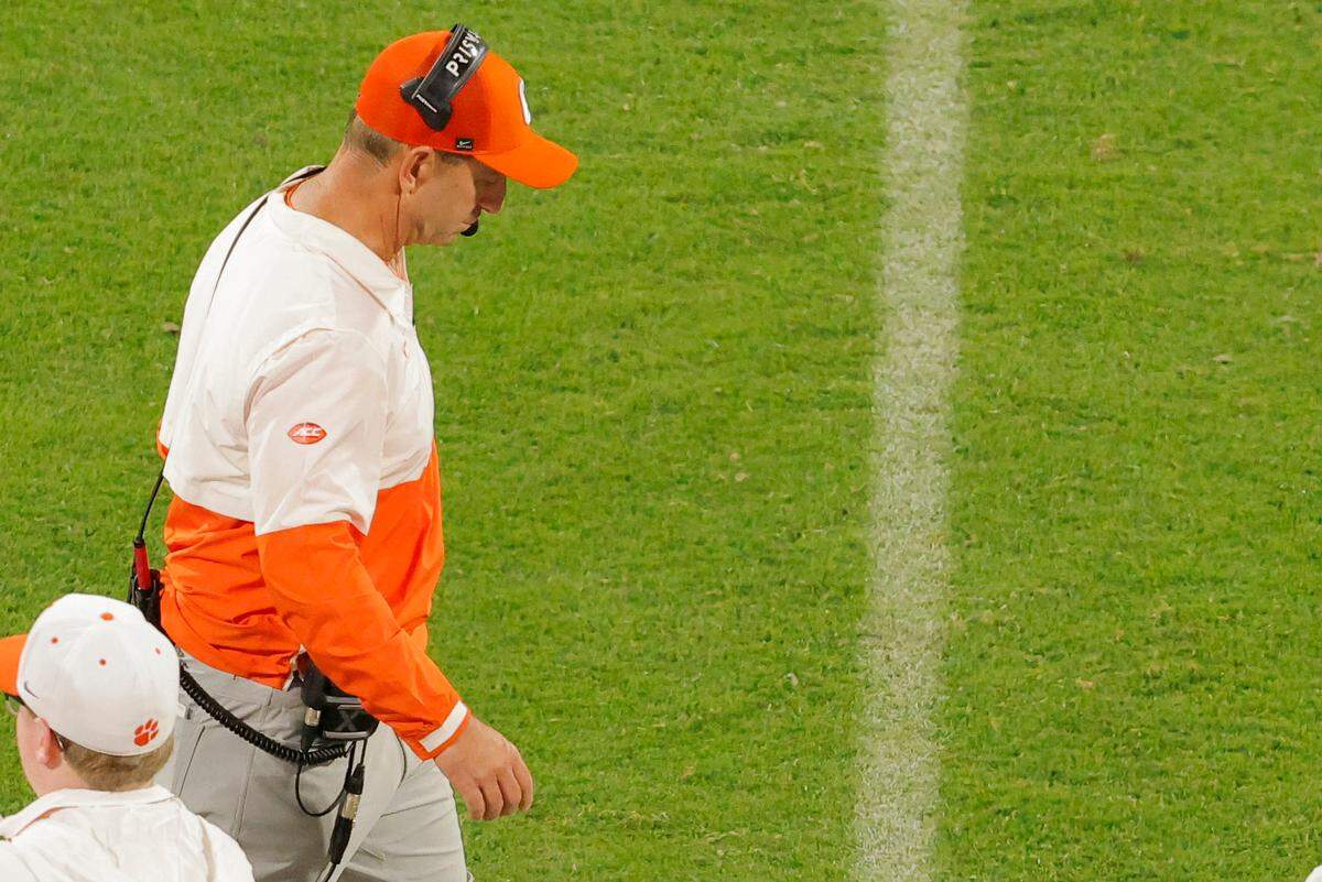 Clemson head coach Dabo Swinney is seen against Louisville during second-half action in Clemson, S.C. on Saturday, Nov. 2, 2024.