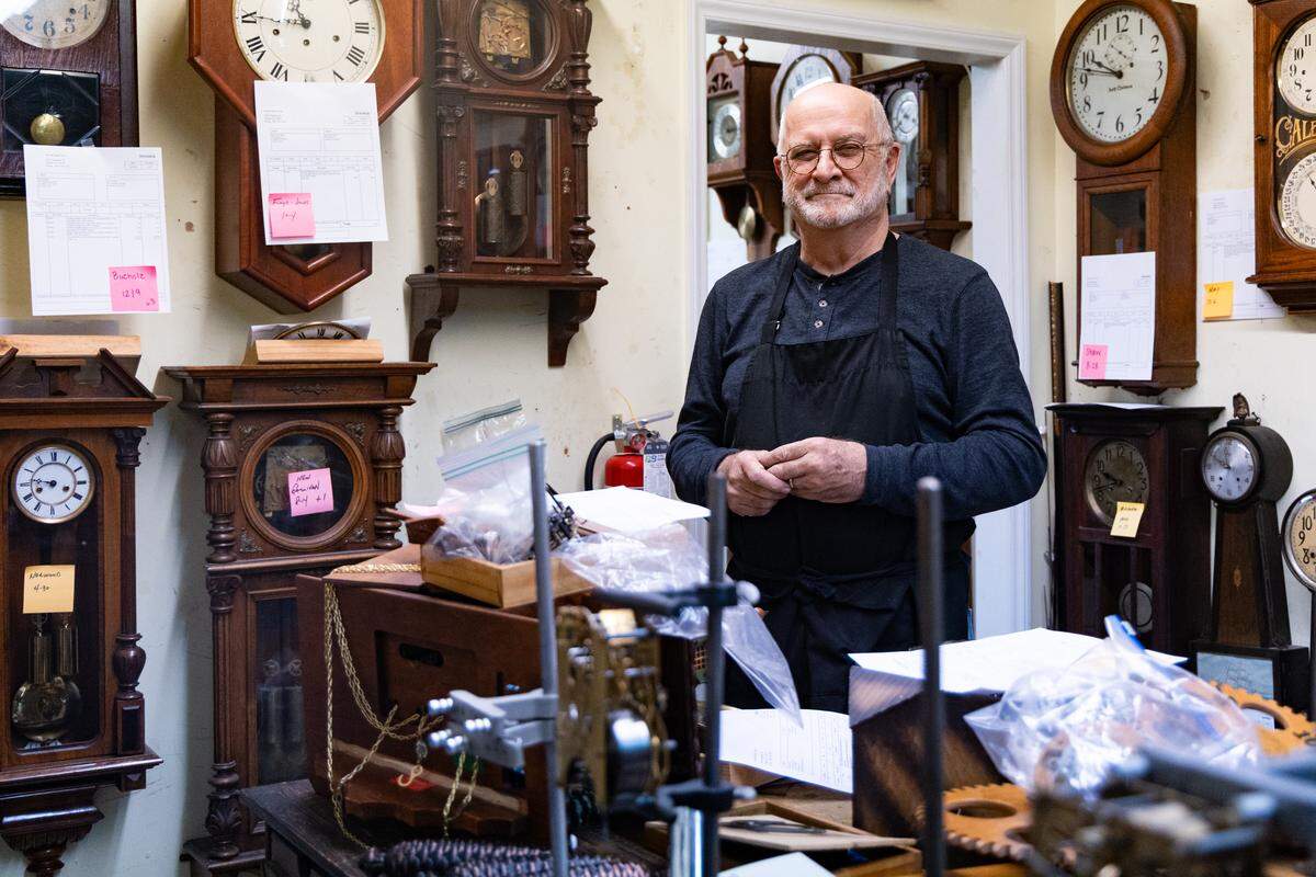 Harold MacVittie, owner of Second Hand Time in Chapin, South Carolina, shows his workshop on Friday, December 19, 2025. 