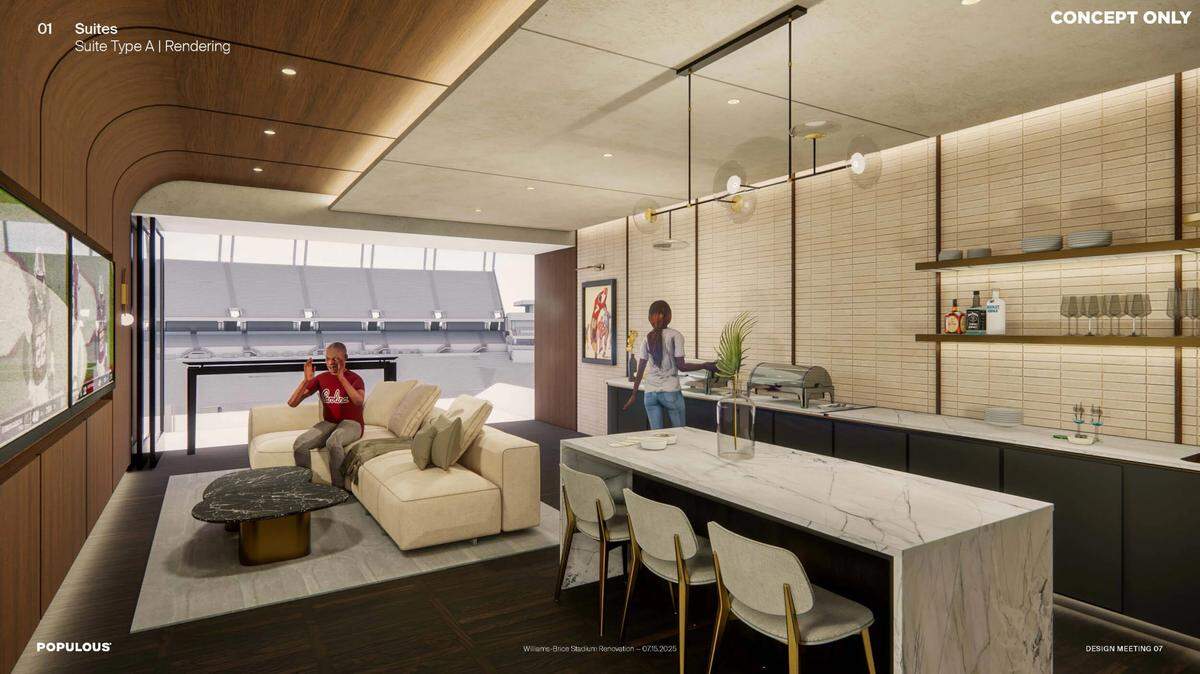 A look at the vision for the future suite spaces at Williams-Brice Stadium.