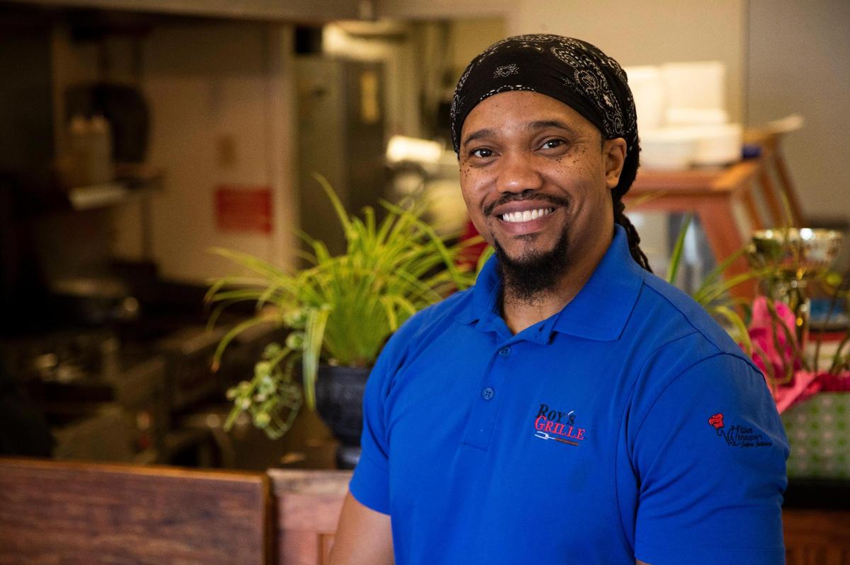 Chris Williams at his restaurant, Roy’s Grille, located at a gas station in Lexington, South Carolina on Friday, January 7, 2022.