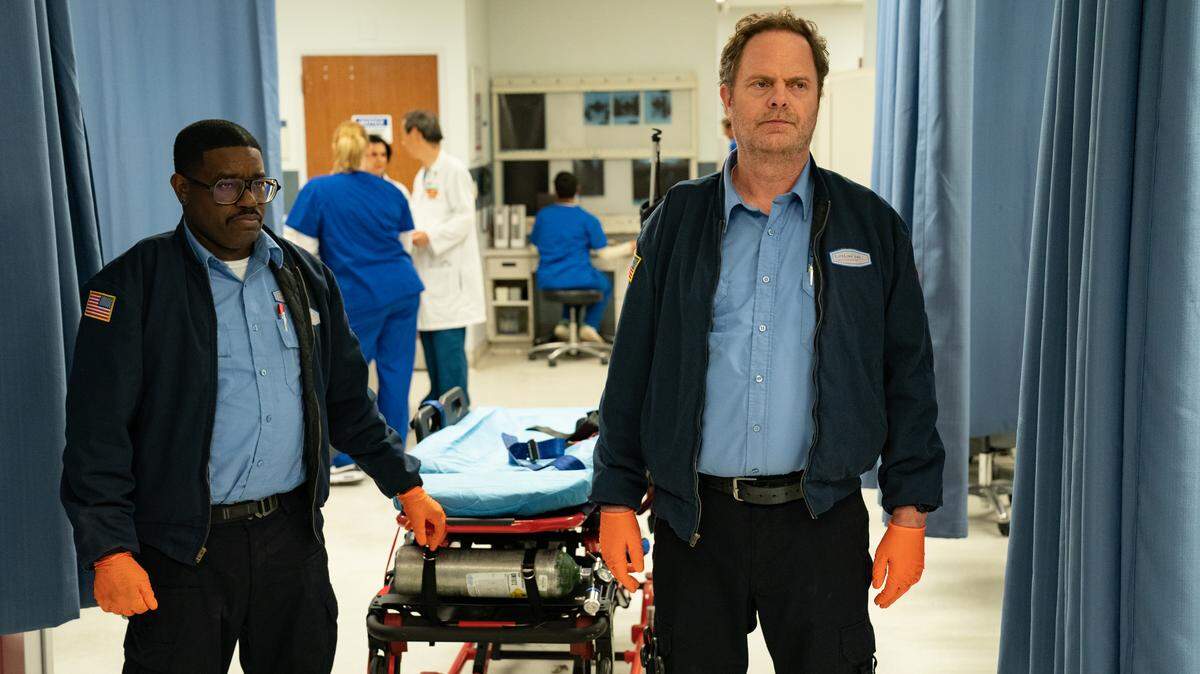 Courtesy of AURA Entertainment and Wayfarer Studios - Lil Rel Howery as Mike, Rainn Wilson as Randy in “Code 3”