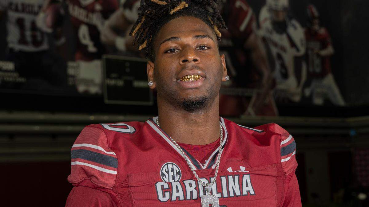 Jaheim Bell during team media day on Thursday, Aug. 4, 2022 in the University of South Carolina Jerri and Steve Spurrier Indoor Practice Facility.