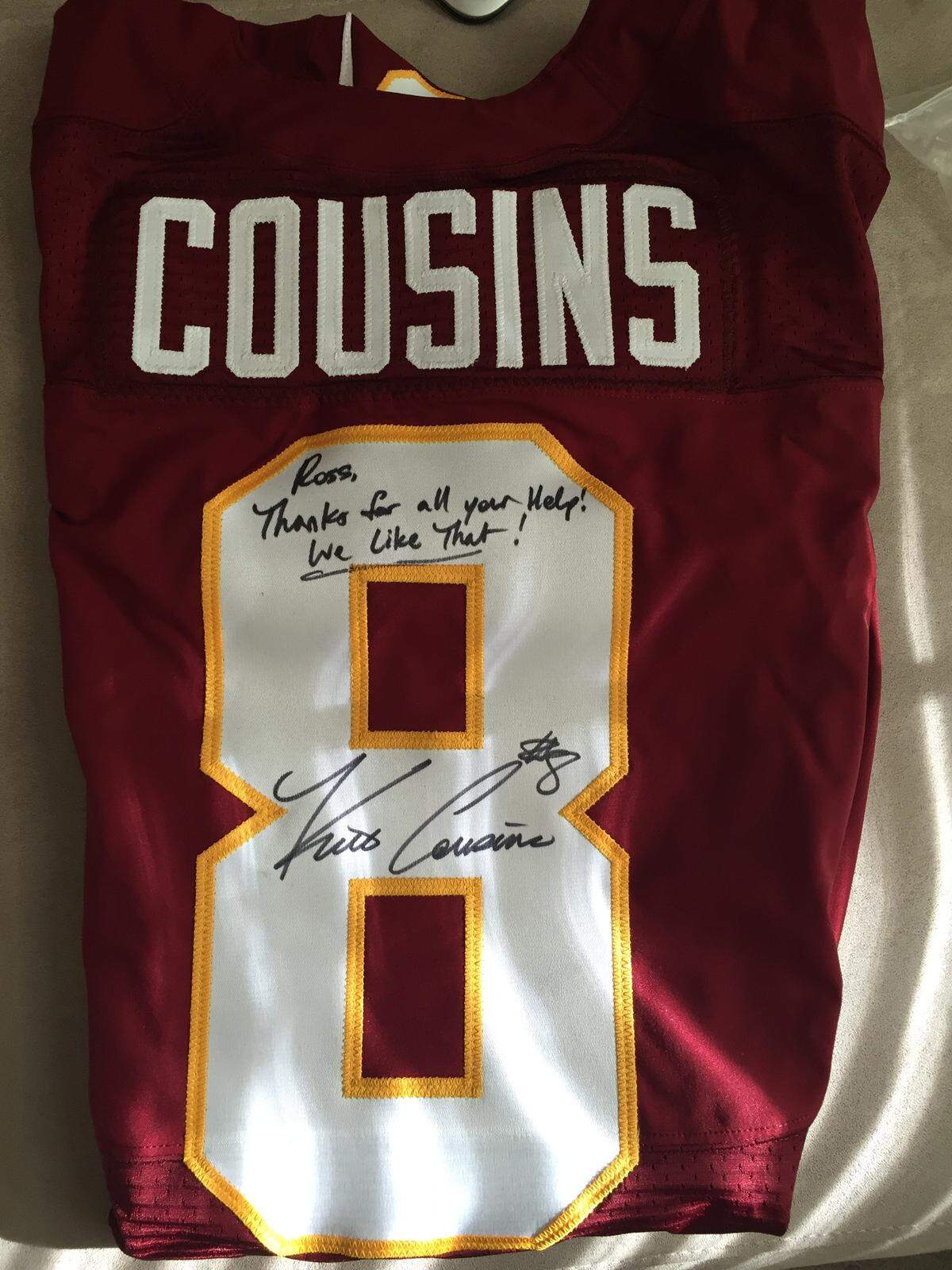 When he left the team in 2018, former Washington Redskins quarterback Kirk Cousins gifted a signed jersey to PR director Ross Taylor, who was caught in the background of Cousins’ viral “You like that?!” clip.