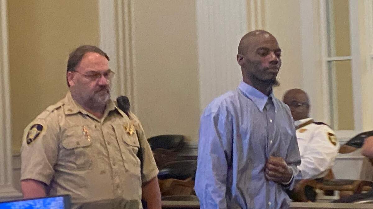 Michael Smith, right, appears in court in Lee County on Tuesday, Dec. 5, 2023. Smith is on trial in the killing of a fellow inmate at the Lee Correctional Institution during a deadly riot in 2018.