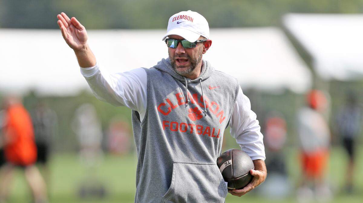 Clemson’s Kyle Richardson at the Tigers’ first practice of 2022 camp on Friday, Aug. 5.
