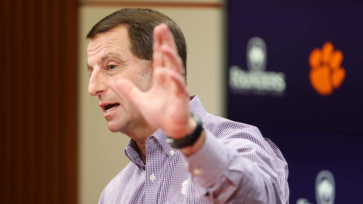 Clemson head coach Dabo Swinney speaks during a press conference in Clemson on Friday, January 23, 2026.


