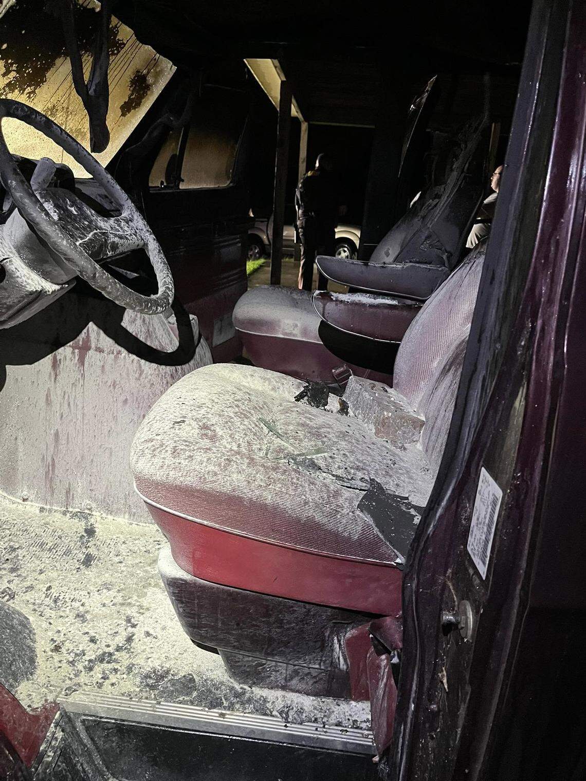 A fire in a church van was extinguished.