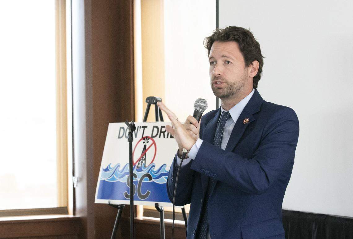 U.S. Rep. Joe Cunningham speaks at a rally in Mt. Pleasant to prevent offshore drilling in South Carolina. 8/5/19