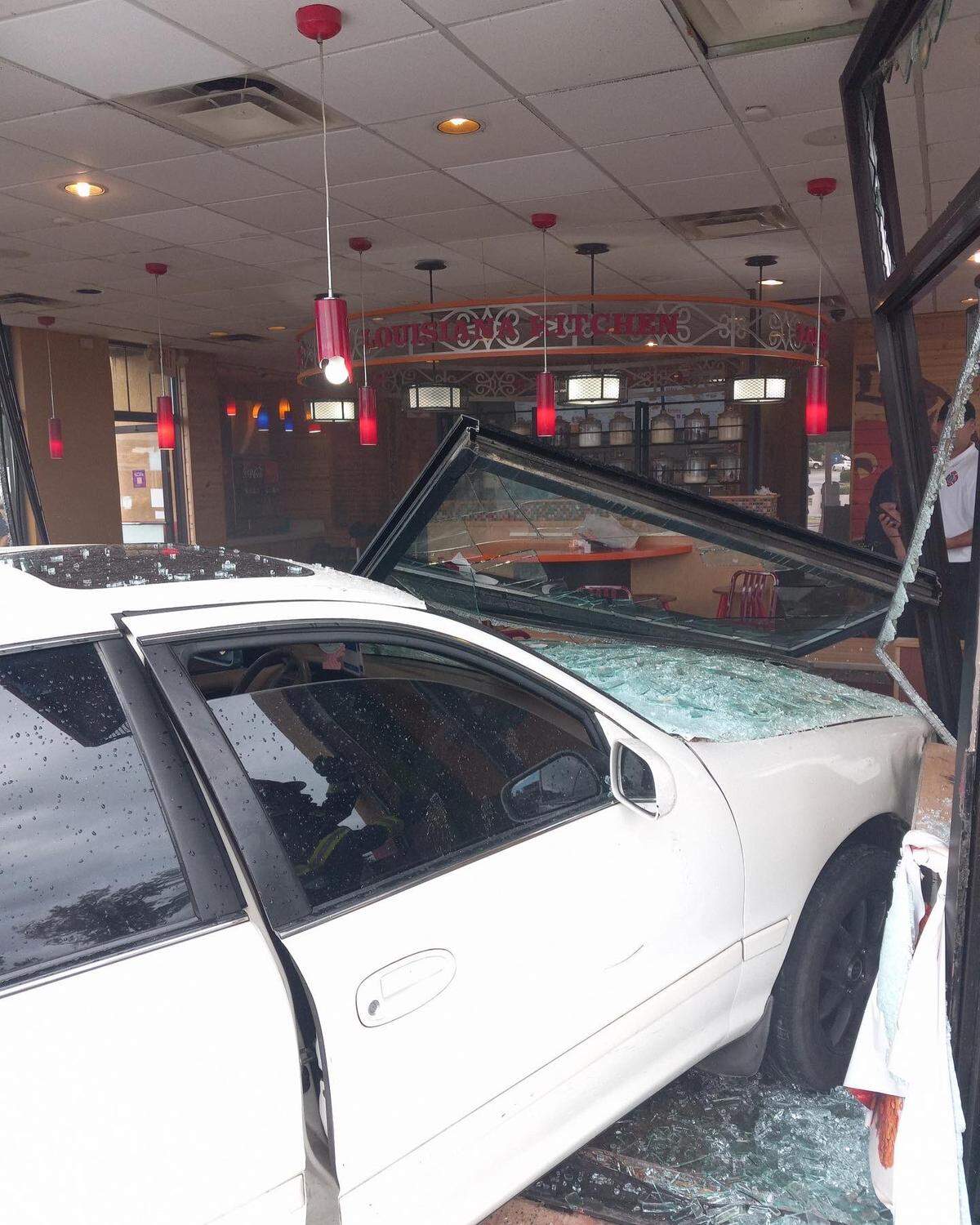 A car crashed into the dining room of the Popeyes at 7540 Garners Ferry Road on Monday, July 10, 2023.