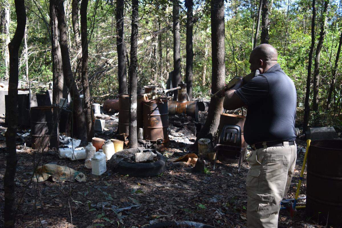 The sheriff and deputies used shotguns and axes to break up the equipment, the sheriff said.