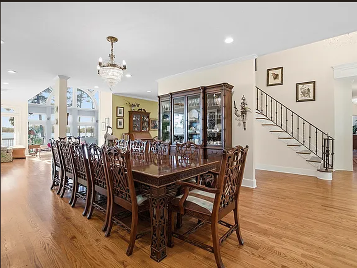 The dining area inside the $7 million house on Lake Murray now listed for sale on Zillow.