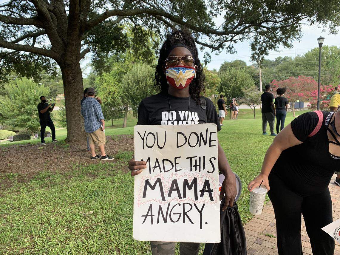Erica Cokley, of Columbia, says she awoke Friday morning mad and wants to see real change. She joined a Black Lives Matter rally in downtown Columbia on Friday, Aug. 28.
