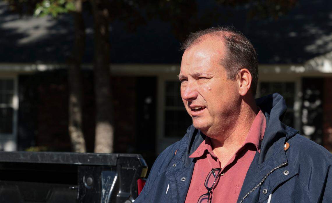 Republican candidate for Senate district 26, Jason Guerry campaigns in the Whitehall neighborhood on Friday, Oct. 18, 2024