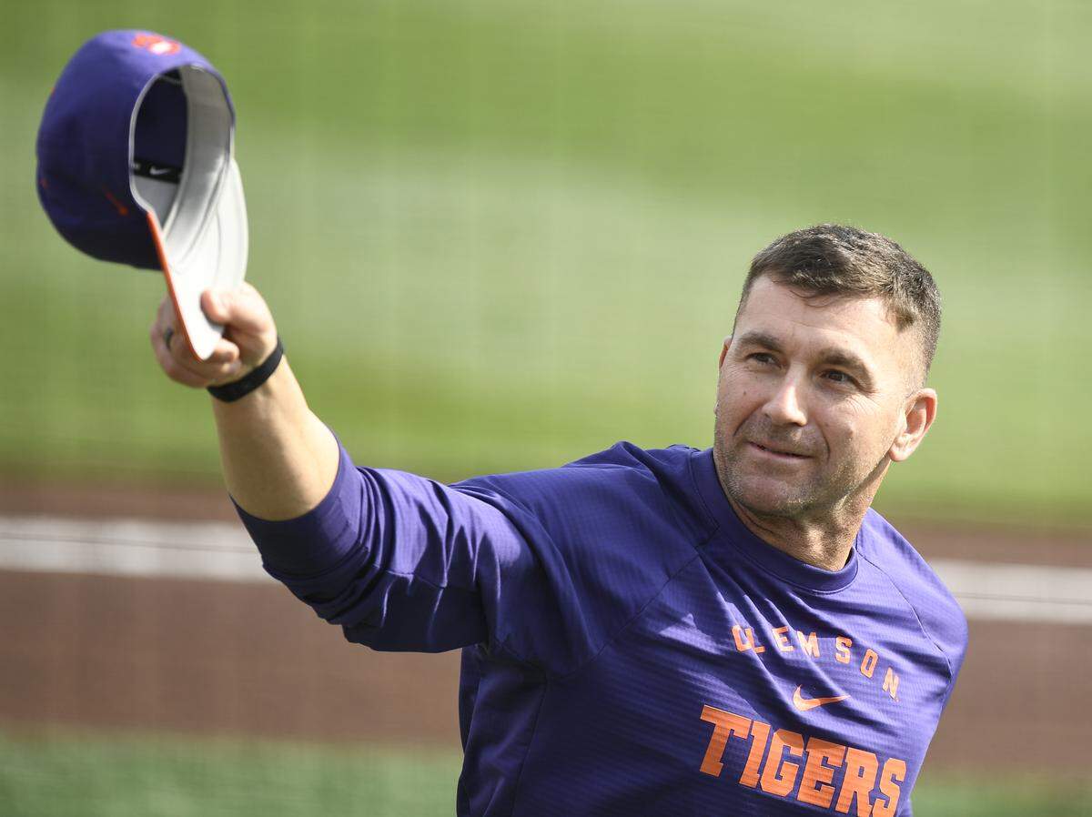 Clemson head coach Erik Bakich before the Tigers game against South Carolina Sunday, March 1, 2026 at Clemson’s Doug Kingsmore Stadium.