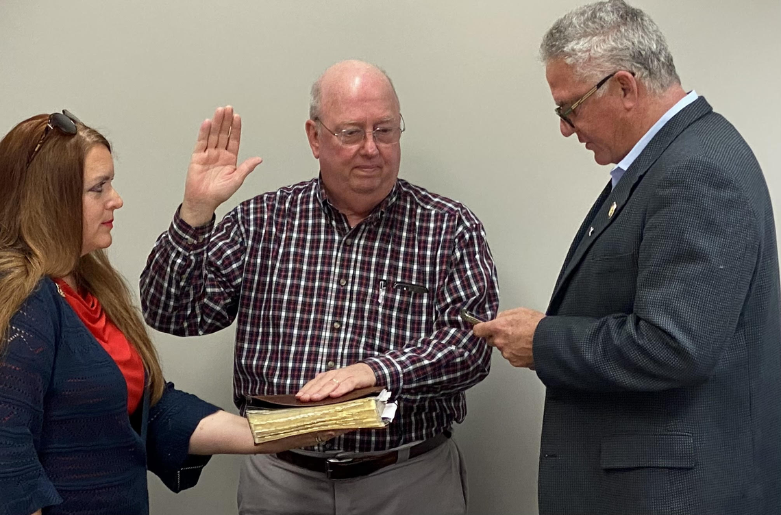 New Lexington County GOP Chairwoman Pamela Godwin and State Executive Committeeman Lanneau Siegling were sworn in by State Rep. Jay Kilmartin, R-Lexington, on Saturday, April 22, 2023.