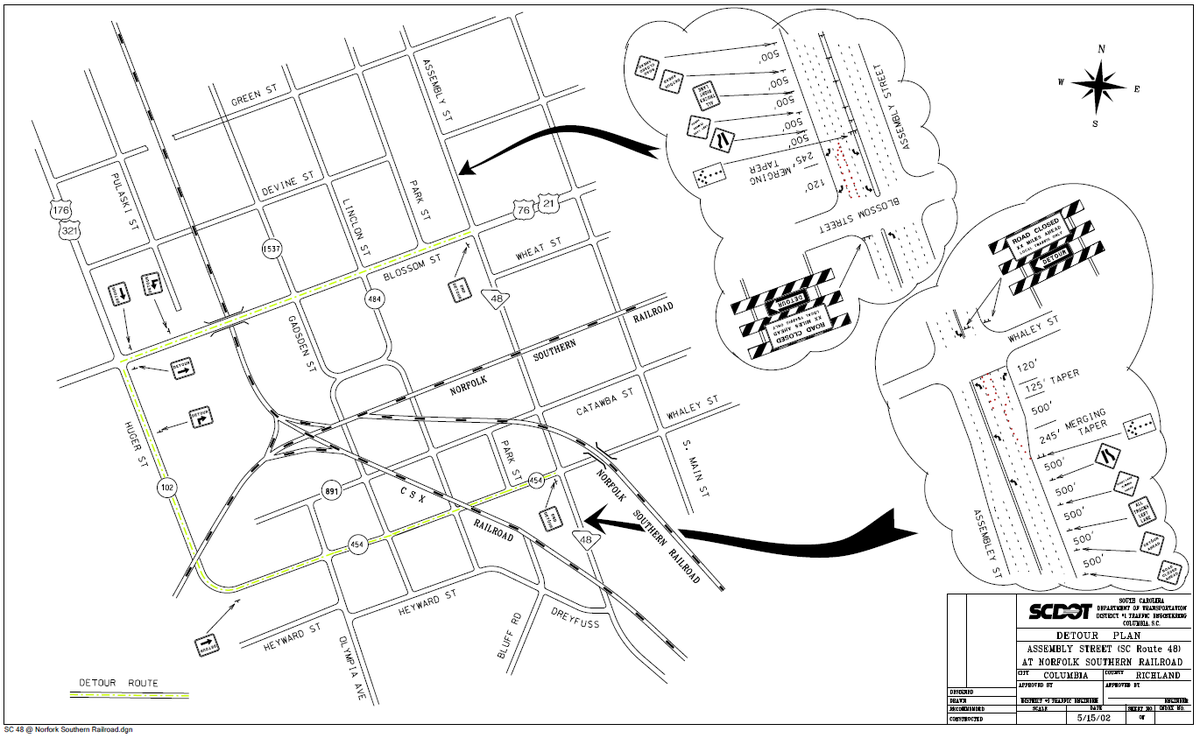 A stretch of Assembly Street will close next week to allow the Norfolk Southern railroad to repair a portion of track. SCDOT plans to detour traffic from Blossom Street to Huger Street.
