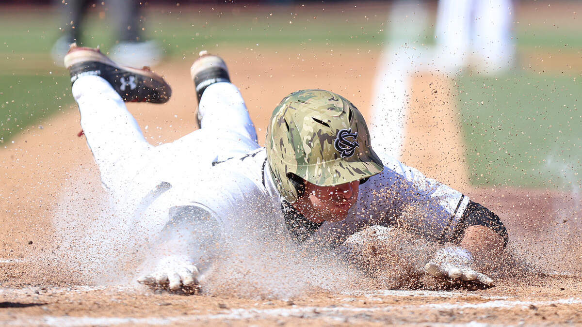 South Carolina’s Will Tippett scores Sunday in the series finale against Milwaukee at Founders Park.
