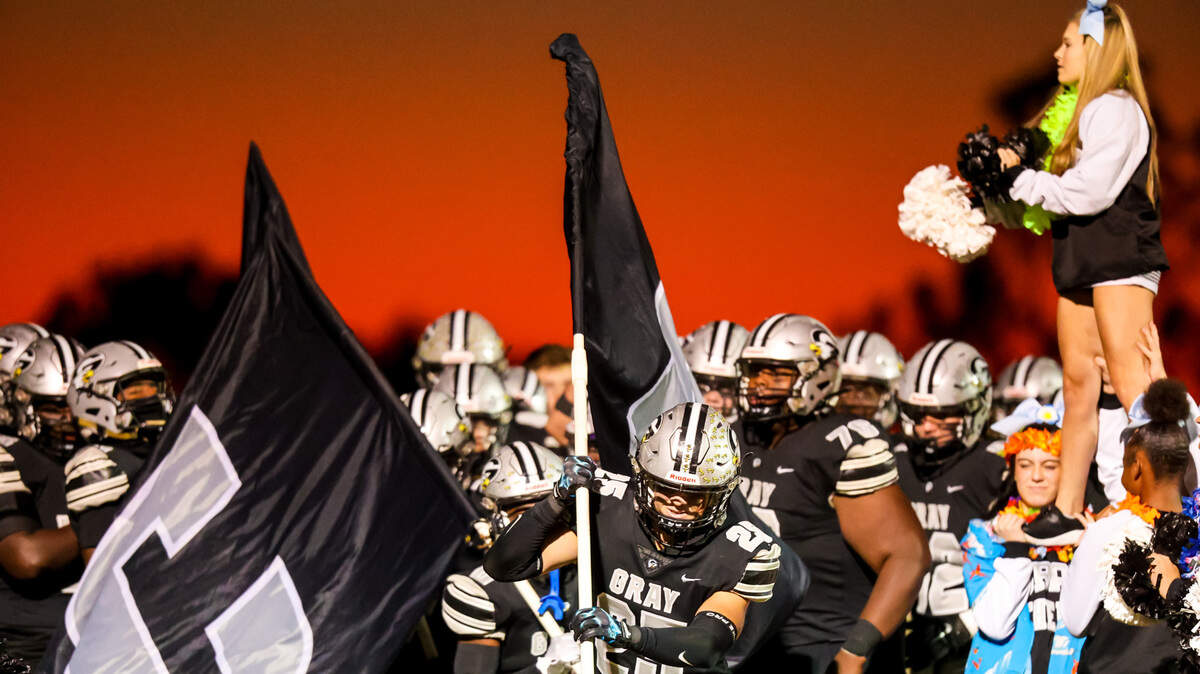 Gray Collegiate Academy War Eagles players make their entrance before their game against the Newberry Bulldogs at the Midlands Sports complex Friday, October 14, 2022.