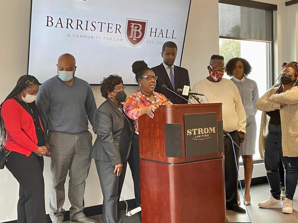 Deneathra Butler, Lason Butler’s aunt, speaks at a news conference concerning her nephew’s death at the Alvin S. Glenn Detention Center in Richland County.