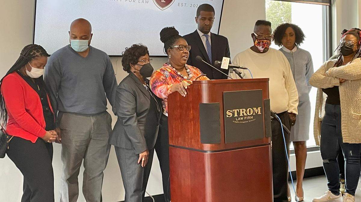 Deneathra Butler, Lason Butler’s aunt, speaks at a news conference concerning her nephew’s death at the Alvin S. Glenn Detention Center in Richland County.