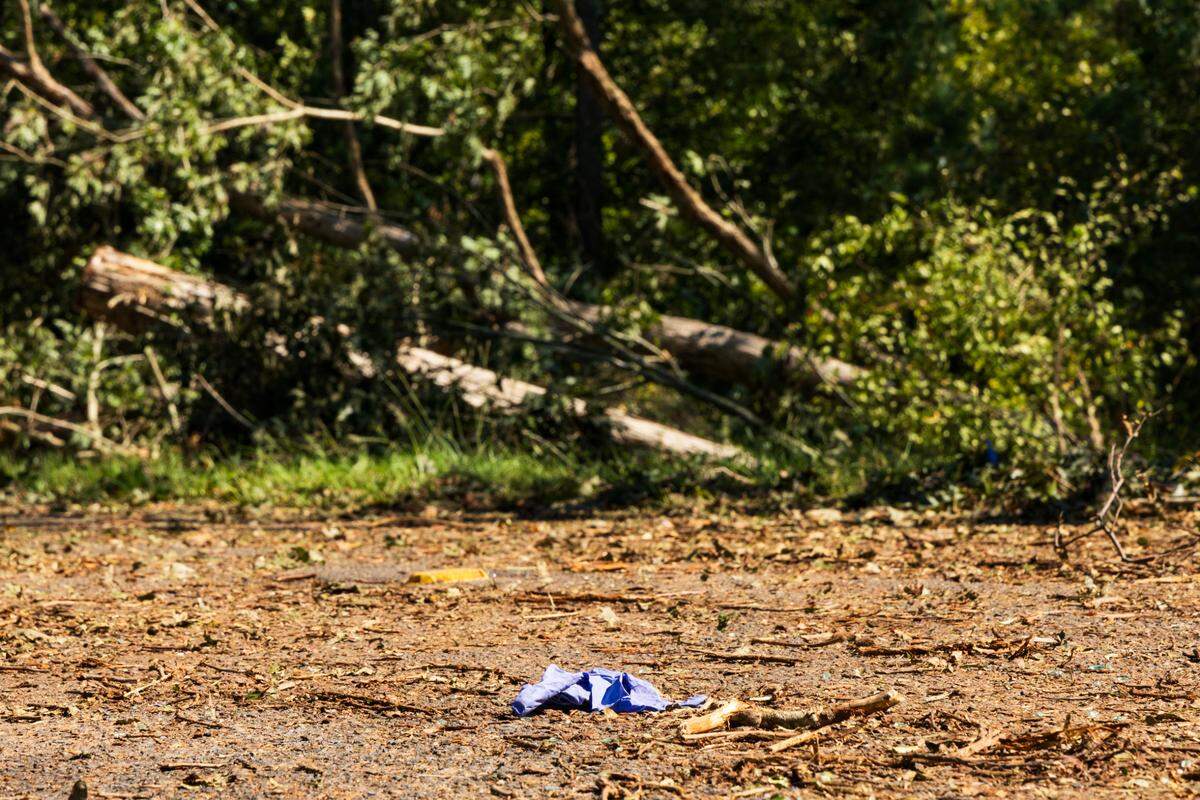 Saluda volunteer firefighters Chad Satcher and Landon Bodie died responding to a structure fire on Beulah Road when their vehicle was hit by a tree as Hurricane Helene tore through South Carolina on Friday, September 27, 2024. On Saturday, pieces of the fatal crash remain on the now-cleared road.
