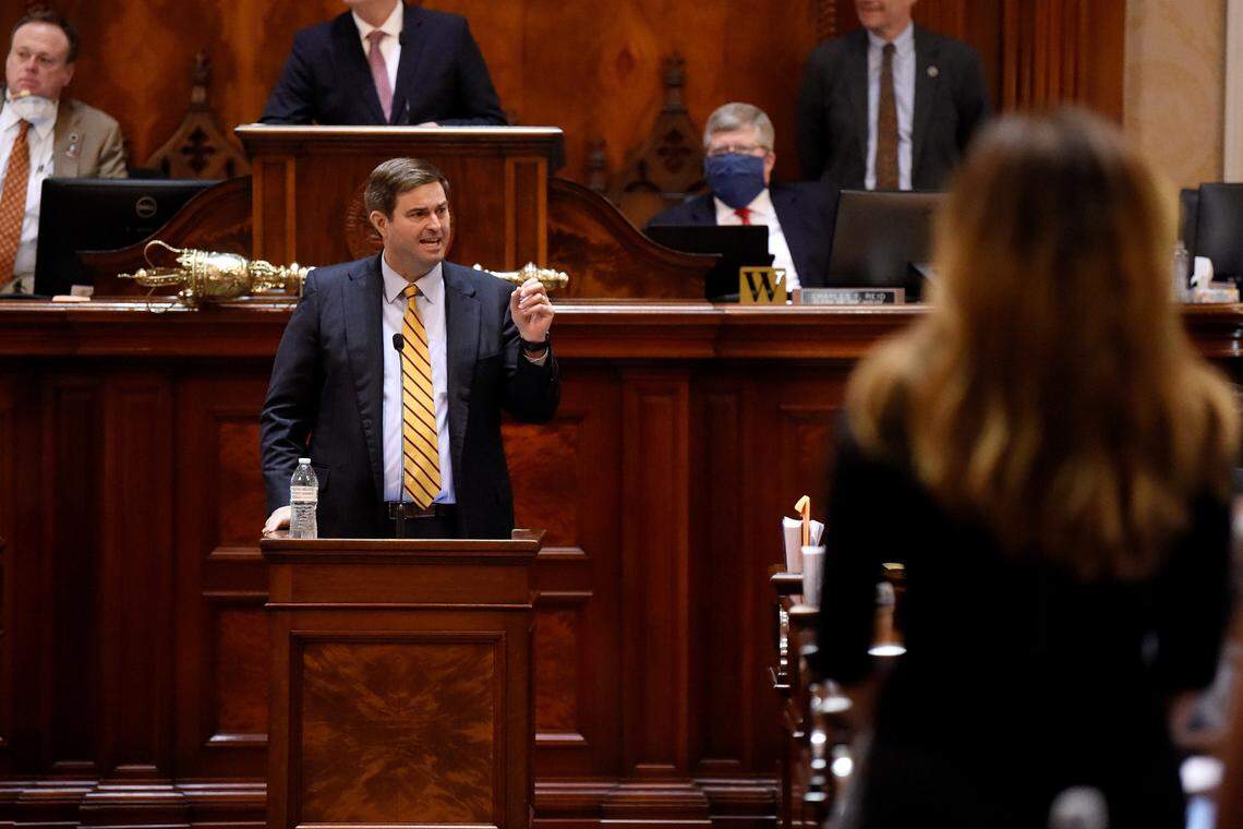 House Ways and Means Committee Chairman Murrell Smith, R-Sumter speaks from the House floor during a special, one-day session of the South Carolina Legislature on Wednesday, April 8, 2020, in Columbia, S.C. Under Smith’s leadership, more money in the form of hidden earmarks went to Sumter County than any other county in the state during the 2019-2020 budget.