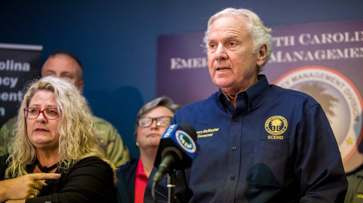 S.C. Governor Henry McMaster speaks at the South Carolina Emergency Operations Center regarding a hurricane.