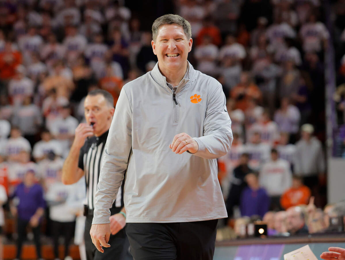 Clemson head coach Brad Brownell is seen against North Carolina during second-half action in Clemson, S.C. on Monday, Feb. 10, 2025.