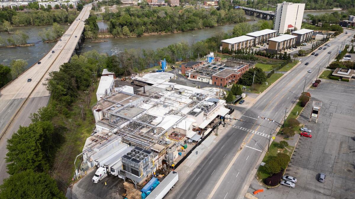 The House of Raeford chicken processing plant from the air on Tuesday, April 2, 2024.