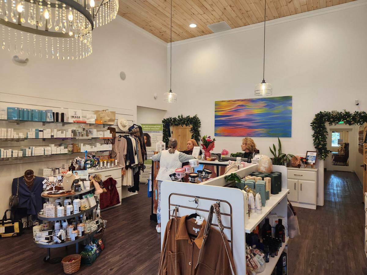 The front retail area of Aquarius Spa & Salon’s new facility on Virginia Street in Chapin.