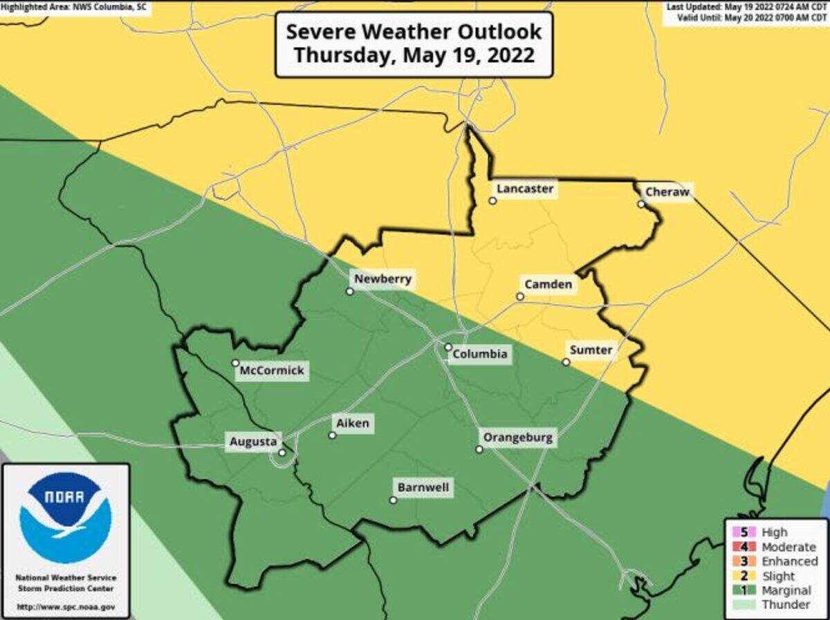 There is a possibility severe weather could affect the Midlands, according to the National Weather Service.