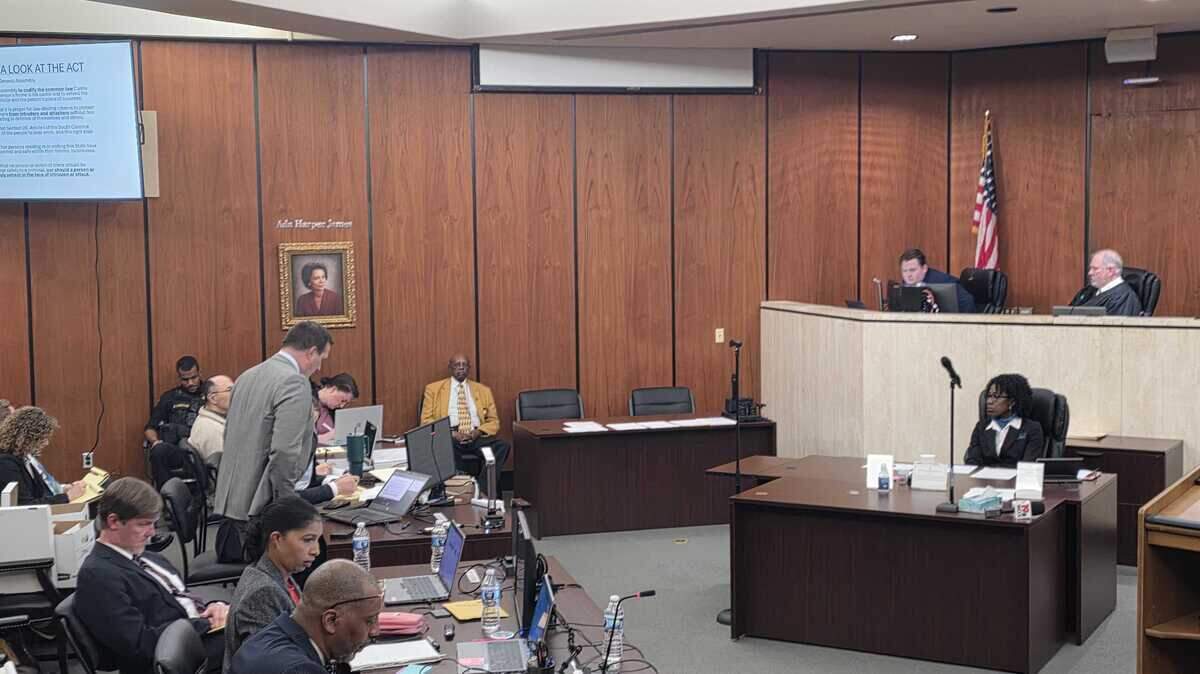 Attorney Luke Shealey delivers closing arguments during an immunity hearing for his client, Rick Chow, at the Richland County Courthouse on Nov. 5, 2025.