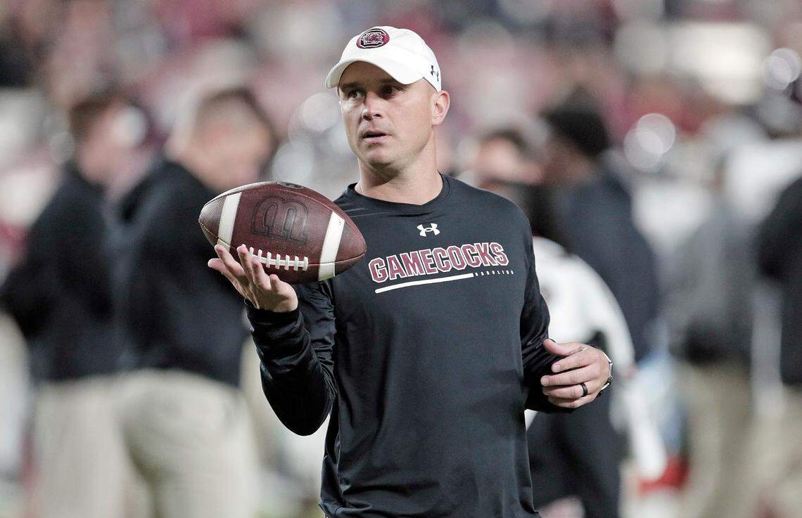 South Carolina’s Justin Stepp during warmups ahead of the Gamecocks’ Oct. 22, 2022 game against Texas A&M at Williams-Brice Stadium.