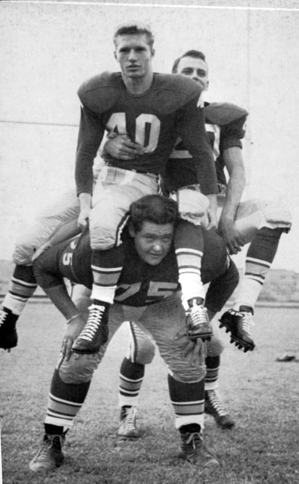 Columbia high 1958 football champions #40 Louis Koneman, #20 Gene Powers, #75 Joe Edens