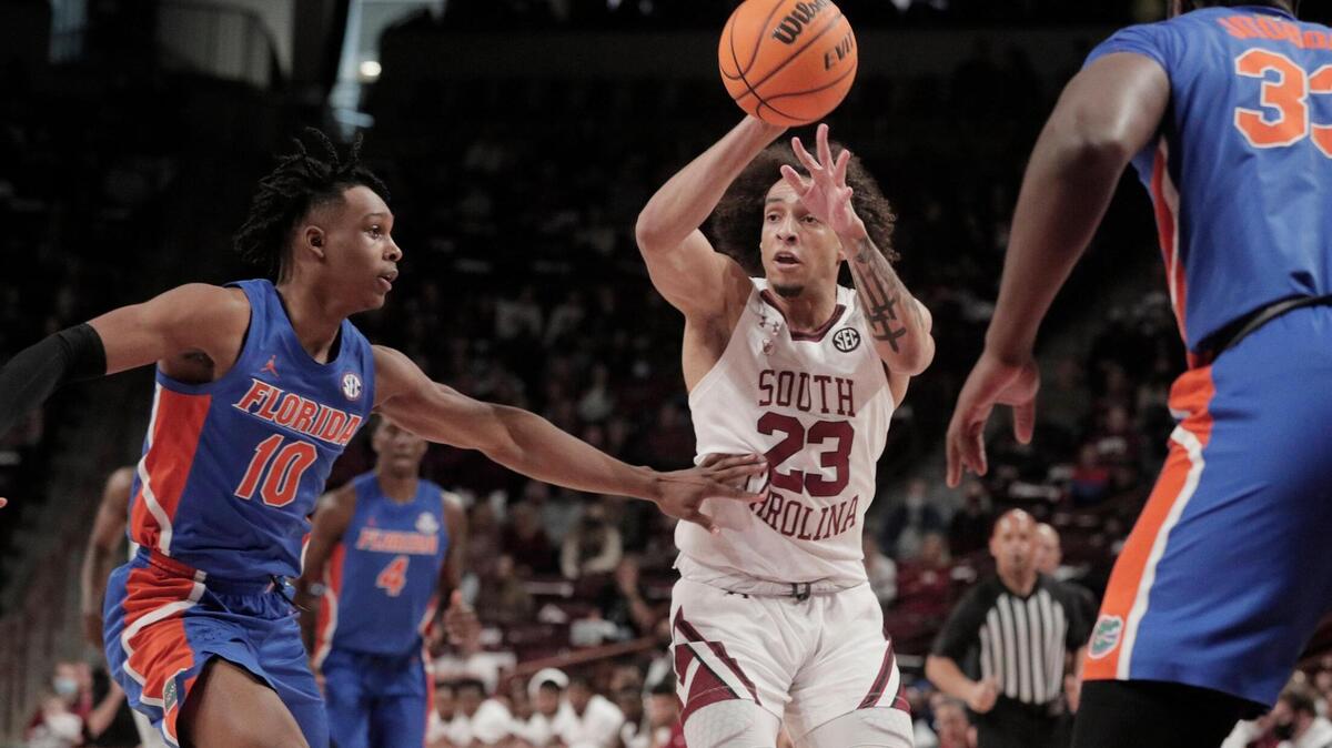 South Carolina’s Devin Carter 23 plays Florida on Saturday, January 15, 2022.