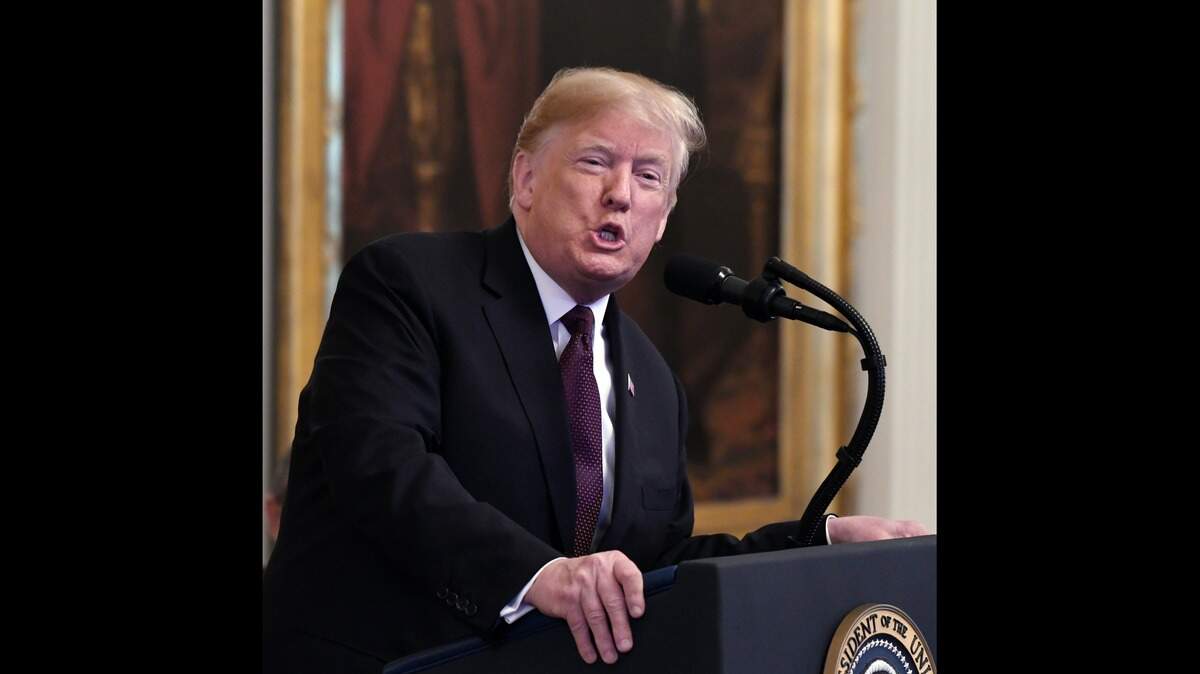 U.S. President Donald Trump speaks during the Presidential Medal of Freedom ceremony at the White House Friday, Nov. 16, 2018 in Washington, D.C. (Olivier Douliery/Abaca Press/TNS)