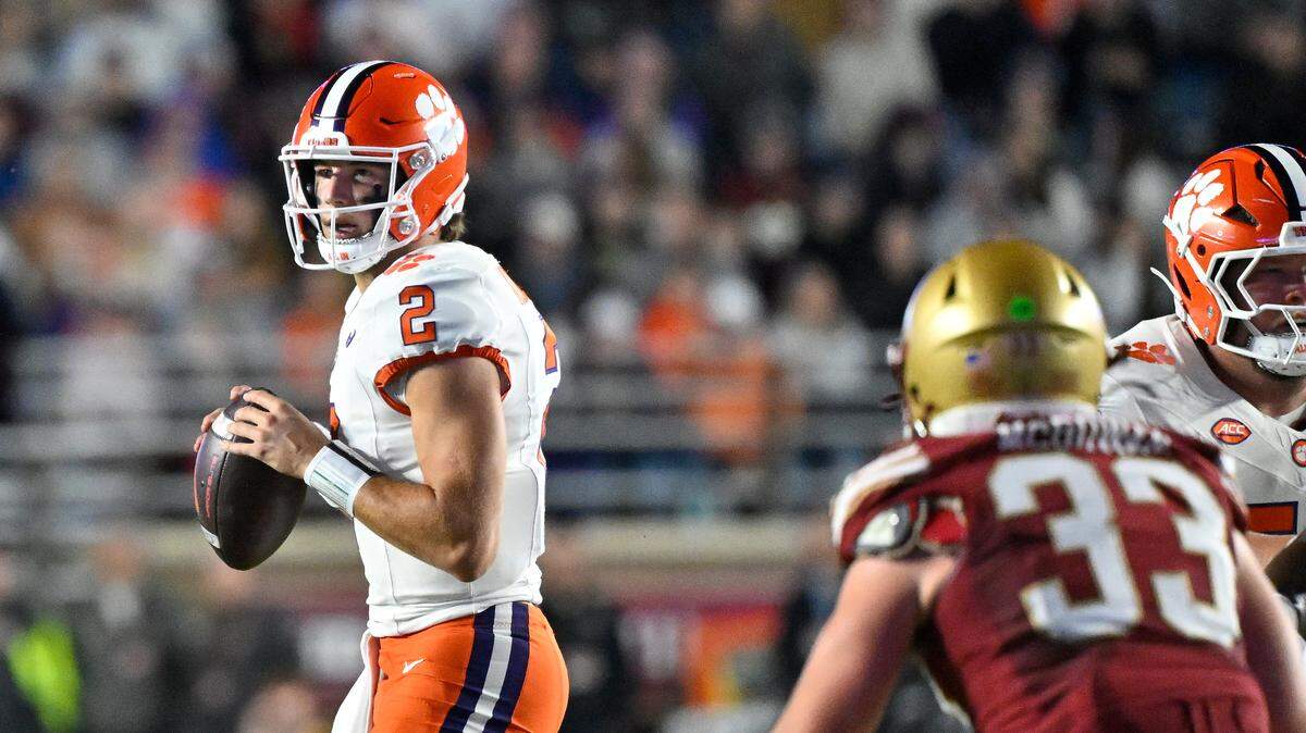 Clemson Tigers quarterback Cade Klubnik (2) during Saturday’s game against the Boston College Eagles at Alumni Stadium.