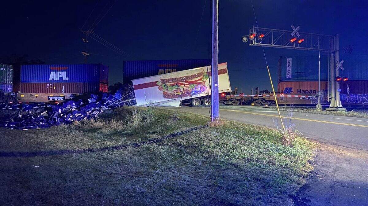 There were no injuries reported after an incident between a train and a tractor trailer Friday morning in Orangeburg.