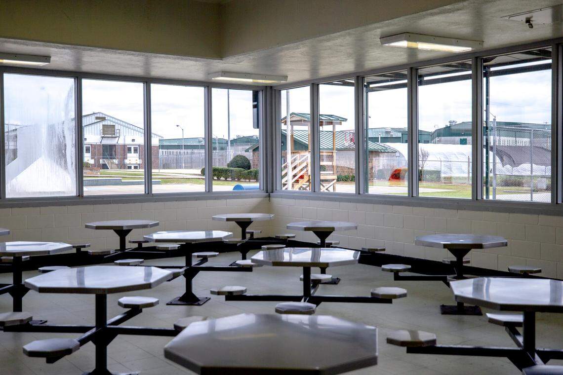 Kirkland Correctional Institution’s cafeteria is empty after lunch Thursday March 14, 2019, in Columbia, SC.