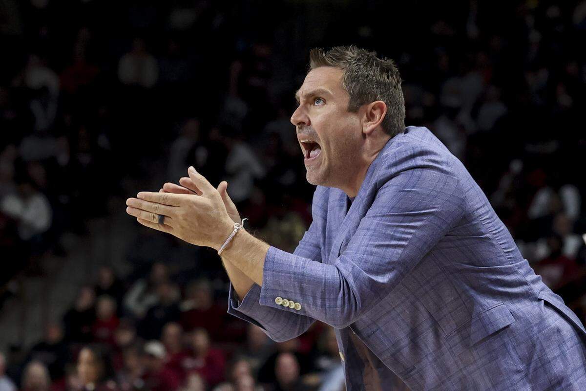 Clemson's head coach Shawn Poppie during the first half of action of their women's basketball game against South Carolina at Colonial Life Arena on Nov. 11, 2025.