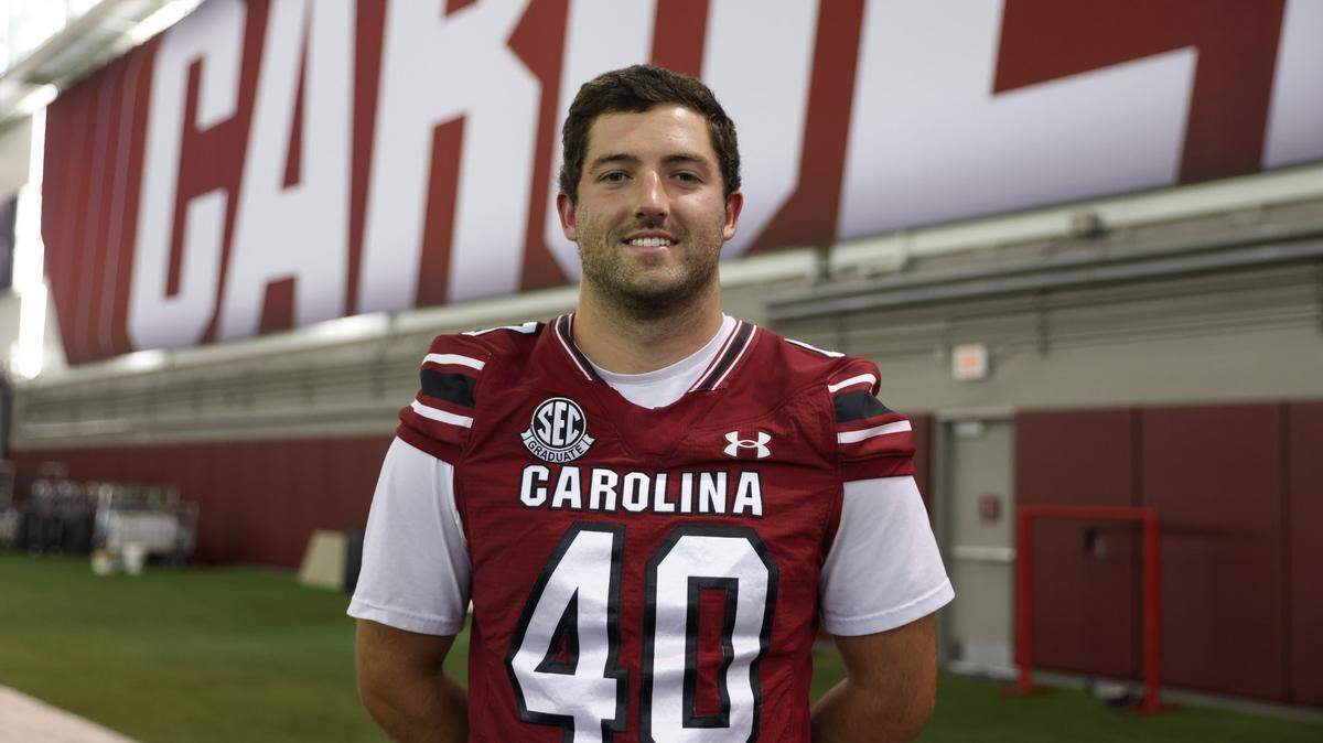South Carolina place kicker Alex Herrera (40) is seen during media day in Columbia on Thursday, August 1, 2024.
