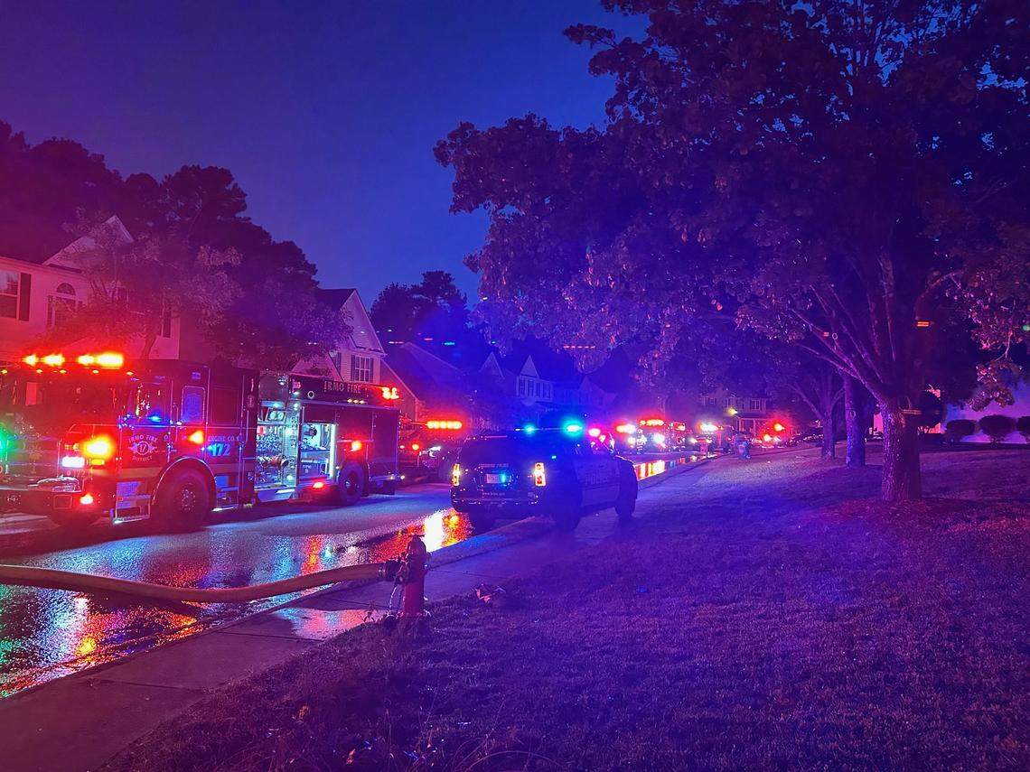 Emergency responders at the scene of a fire in Lexington.
